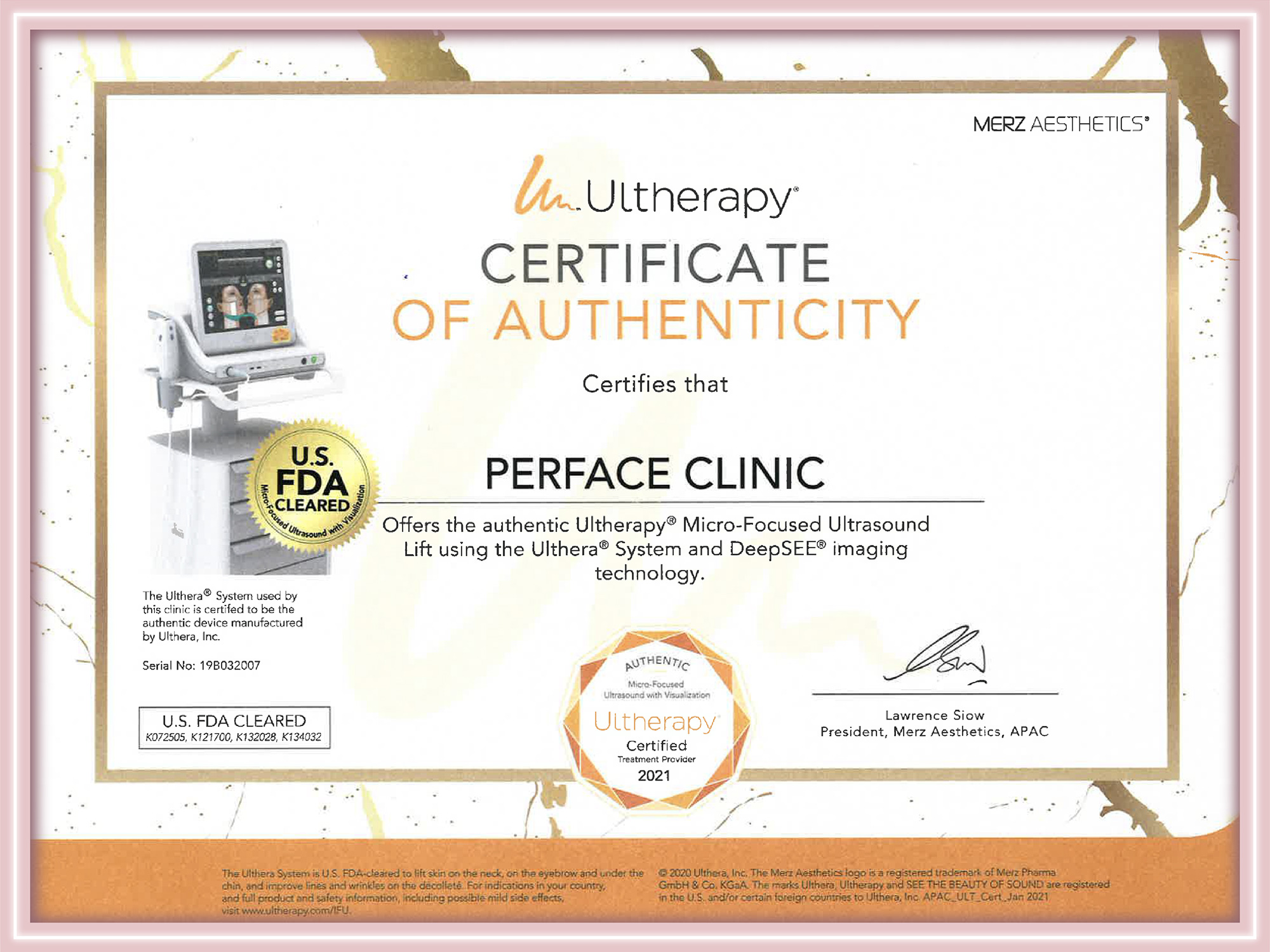 Ultherapy Certificate Of Authenicity